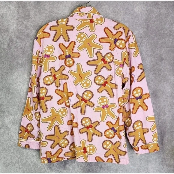 Vintage Victorias‎ Secret Gingerbread Man Pink Flannel PJPajamas Set X-Small
